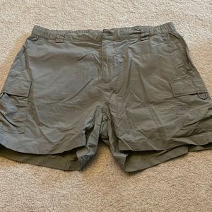 The north face. Womens tan-green shorts. Size extra large.